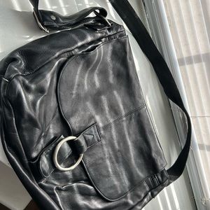 Worn Vintage Black Leather Bag